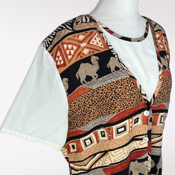 Vintage Bobbie Brooks Animal Print Button Up Shirt XL - Picture 6 of 9